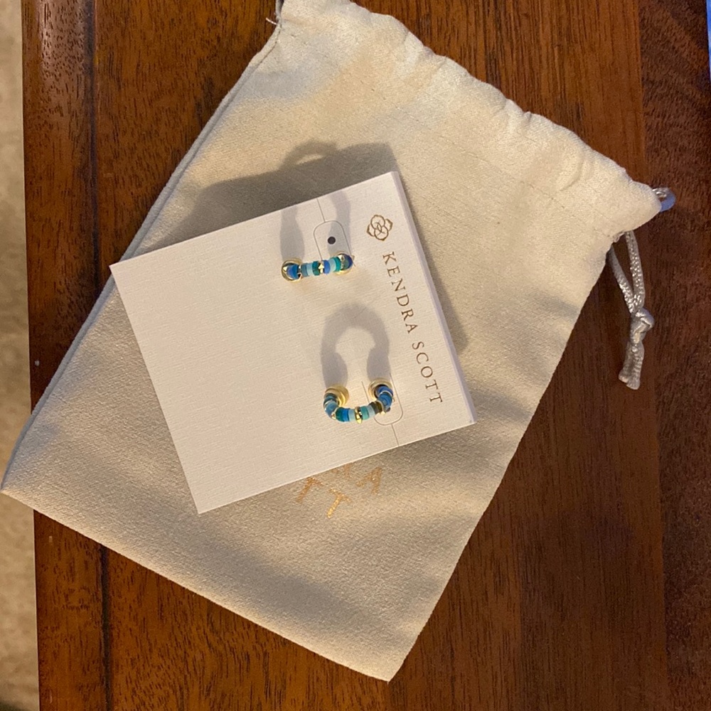 Sea Green Mix Reece Gold Huggie Earrings | NEW